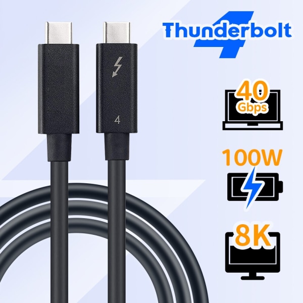 40 Gbps aktiv USB C Thunderbolt 4 kabel 2M med 100w laddning (2 Meter) 8K 40GB