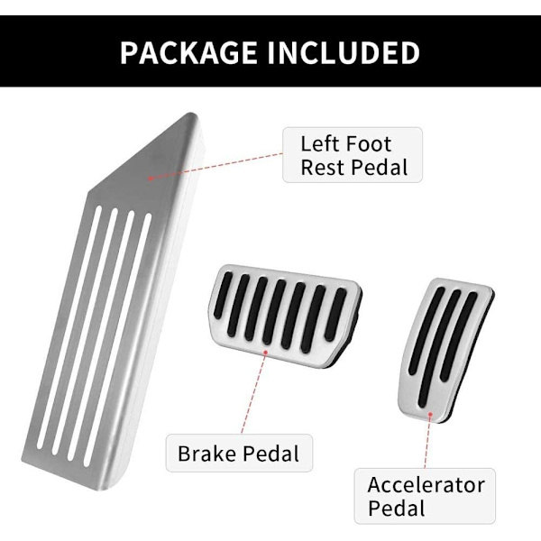 Bil Accelerator Bromsstöd Pedalplattor Reservpedal Tesla 3 och Y (3 Pack)