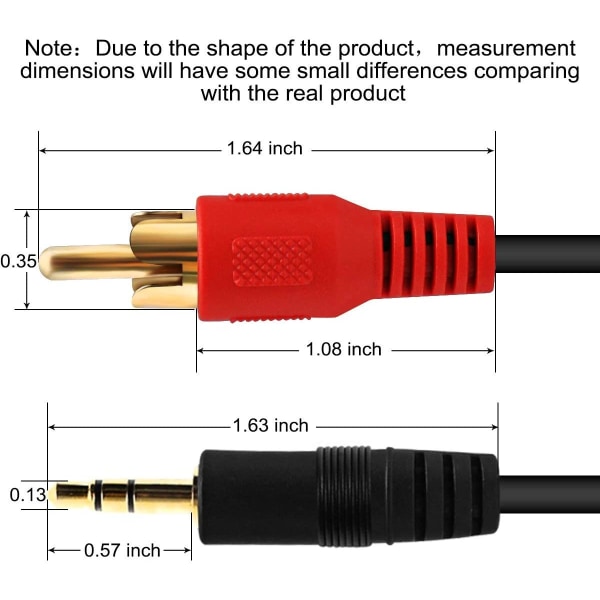3m 3.5mm till 2x RCA Stereo Ljudkabel svart Extra Lång kabel