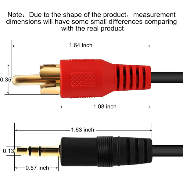 3m 3.5mm till 2x RCA Stereo Ljudkabel svart Extra Lång kabel