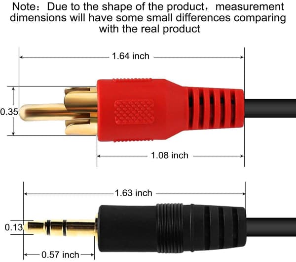 3m AUX till 2x RCA Stereo Ljudkabel svart Extra Lång kabel