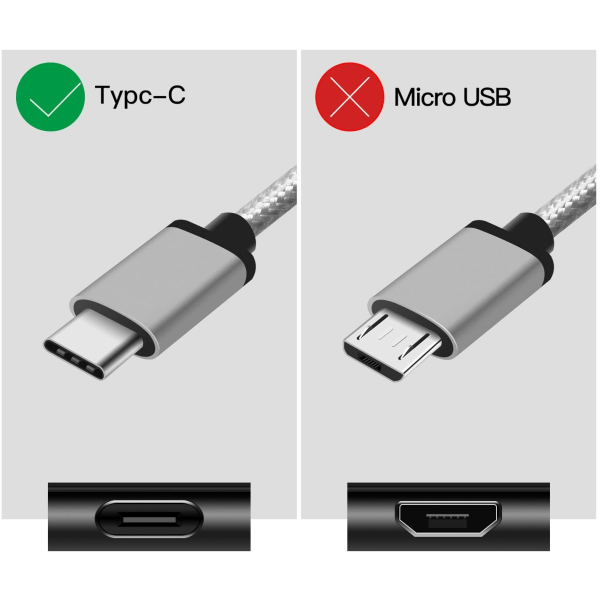 2M Hög kvalitets USB-C Snabbladdnings Kabel - Extra stark + USB