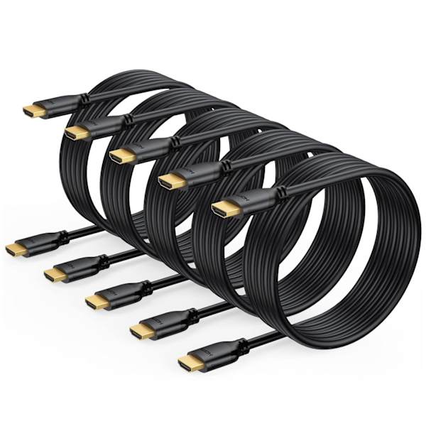 (5-PACK) HDMI-kabel 1 meter 4K-stöd 3D-stöd guldpläterade kontakter (5st) (2-PACK) 1 Meter