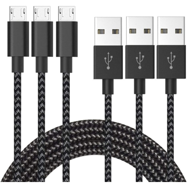 (3-pack) 2M Laddkabel PS4/PS5 Samsung Mikro EDGE S6/S6+/S7/S7+ (3-PACK) 2 meter