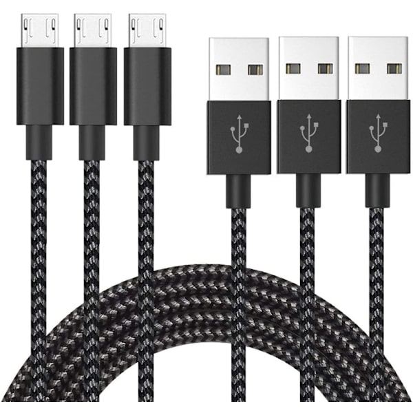 (3-pack) 2M Micro USB Trasselfri Laddkabel till HTC, Nokia