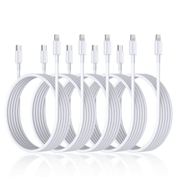 (5st) iPhone kabel för Apple 11/12/13/14 USB-C till Lightning 1M Vit 1 meter