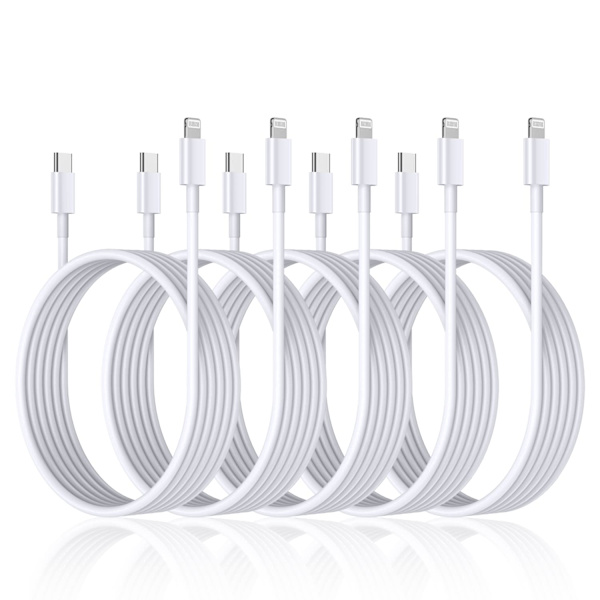 Laddare för iPhone - USB-C - Kabel / Sladd - 20W - Snabbladdare Vit (5-PACK) (5-PACK) 2m