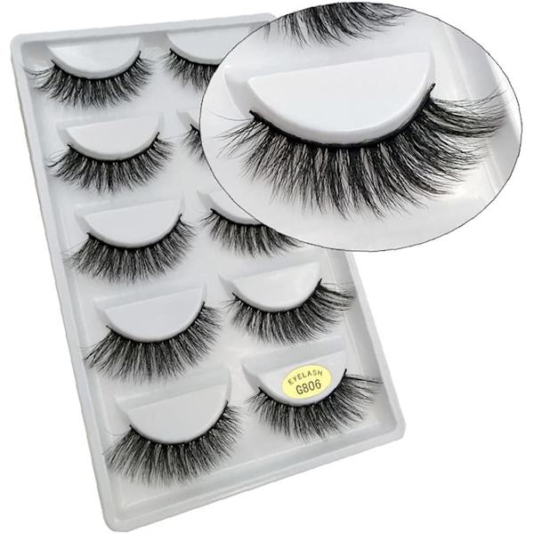 (iLashes.SE) 5-par lösögonfransar - 3D faux mink G806 svart (G-806)