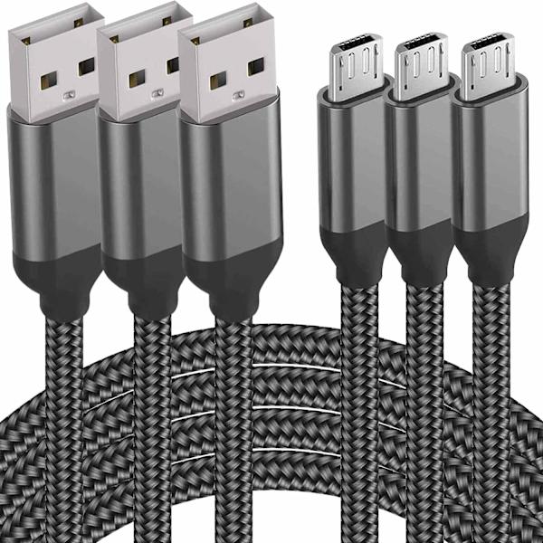 (3st) 2M Micro-USB laddsladd för PS4 / PS5 & Samsung Edge (3-PACK) 2 meter