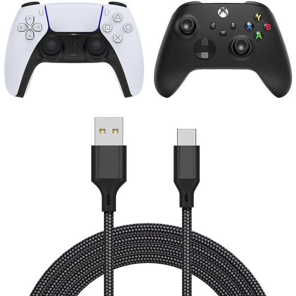 (2x) PS5 / PS4 USB kabel 2 m kompatibel XBOX ONE X/S Extra Lång