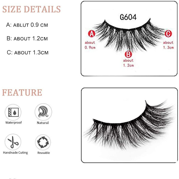 (iLashes.SE) 5-par lösögonfransar - 3D faux mink G604 svart (iLashes.SE) (G-604)