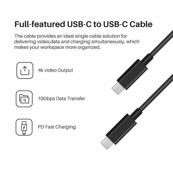 USB-C till USB-C Kabel (GEN 2) - 2m - (10Gbps/4K/100W/20V/ 5A) (GEN 2) 2 meter