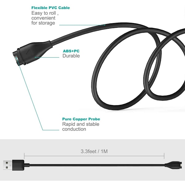 (2-PACK) Universal laddare för Garmin klockor Svart (1-PACK)