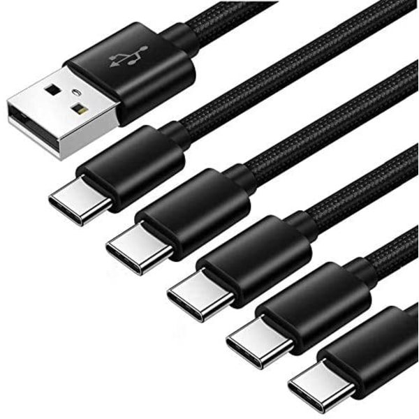 5-Pack 1M för Samsung Extra Lång USB-C (Typ-C) A41/A50/S20/S21 (5-PACK) 1 meter