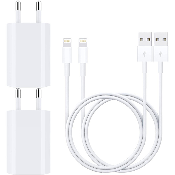 (2st) iPhone Laddare 5/6/7/8/X/11/12 PRO MAX + Lightning Kabel