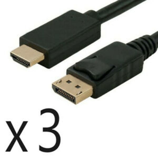(3-PACK) DisplayPort till HDMI kabel, 1m, 4K UltraHD (3-PACK, 1M)