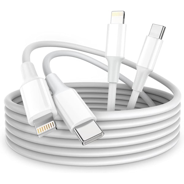 (2st) iPhone kabel för Apple 11/12/13 USB-C till Lightning 1M (2-PACK) 1 meter