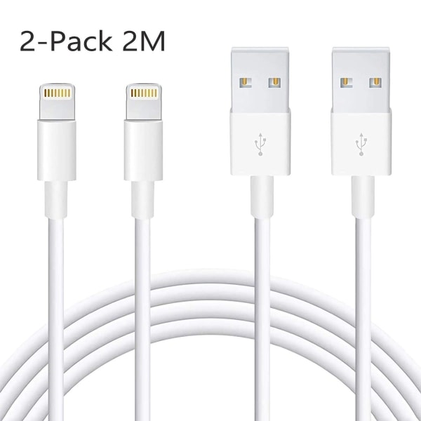 (2-PACK) 2m Lightning kabel för både laddning och överföring