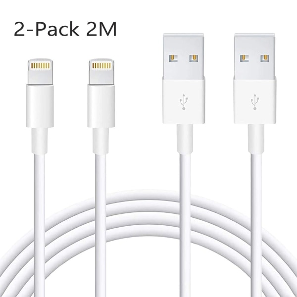 (2st) (2-Pack) 2 meter Lightning iPhone Laddnings Kabel (Extra Lång) 2M (2-PACK)