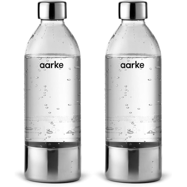 (2-pack) Flaskor för Kolsyremaskin Carbonator 3, fri från BPA och med Detaljer i stål (800 ml)