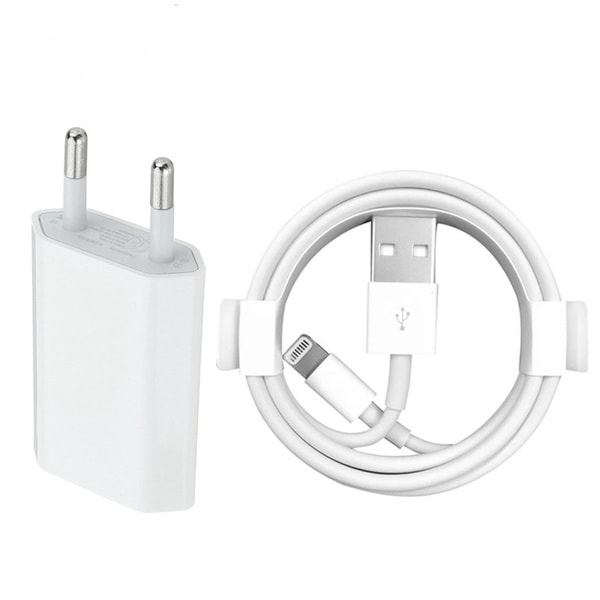 2 meter Lightning iPhone Laddnings Kabel + USB väggladdare