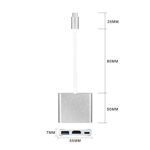 USB-C Multiport Adapter till USB 3.0, 4K HDMI och USB-C 3.1