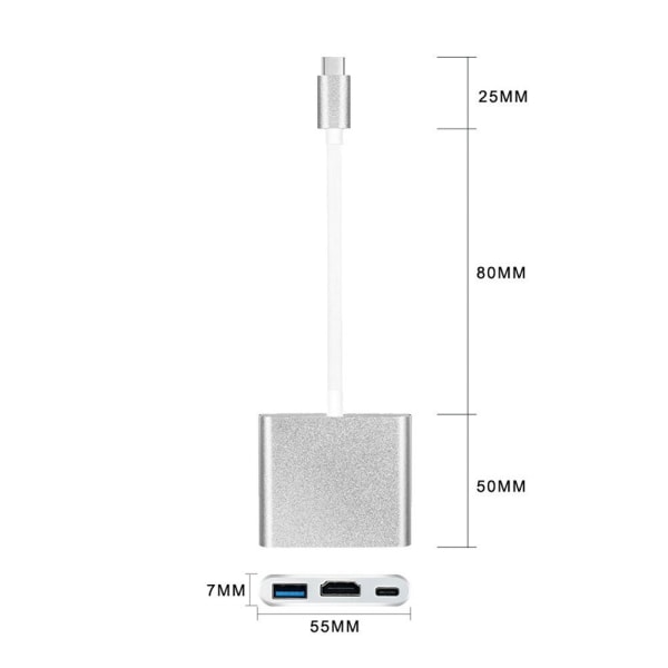 USB-C Multiport Adapter till USB (PD), HDMI 4K och USB-C