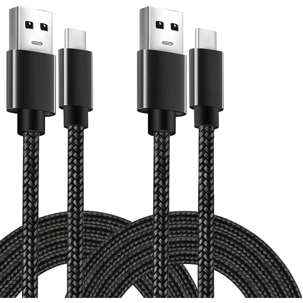 (2st) 1m USB-C för Samsung Galaxy S9/S10/A50/S20/S21 Laddare (2-PACK) 1 meter