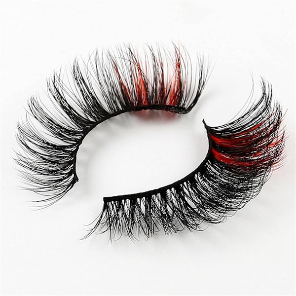 (iLashes.SE) 5-par lösögonfransar - 3D faux mink G828 (svart/rosa) (G-828)