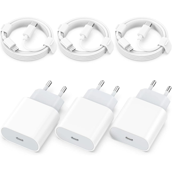 (3st) 1M USB-adapter 20W USB-C lightning-kabel Apple iPhone 11/12/13/14 (3st) (2M + 20W)