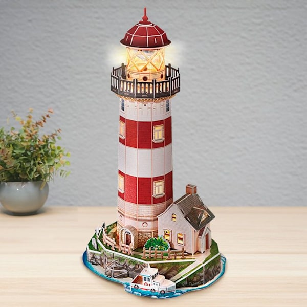 Party Town - Led fyrtårn | 3d puslespil | Modeller til at bygge voksne og børn | Modeller til at samle | Voksenhåndværk |