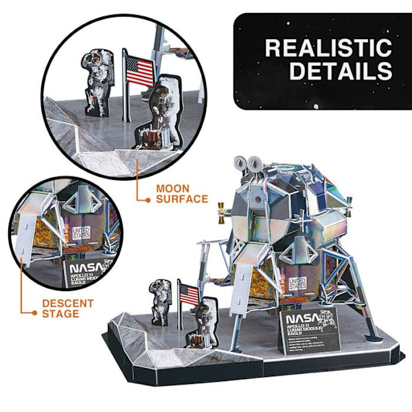 3D-pussel Lunar Module Eagle, 3D-pussel för barn, modell att bygga för vuxna, present till 8-årig pojke, modeller och modellering