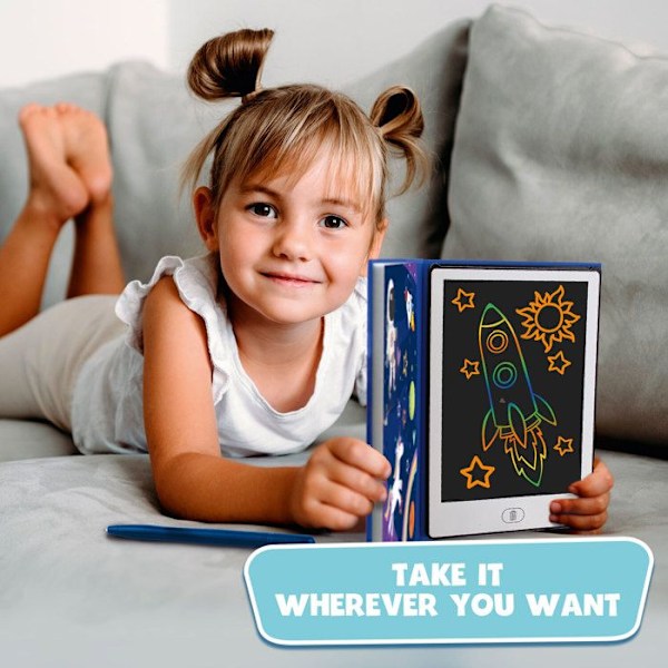 Big Minds - LCD tegnetablet til børn | Magic Slate Book Format | Magic Tablet 20 vendbare stencils | Barn 4 år