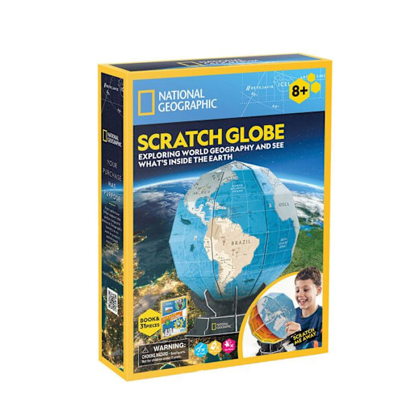 3D-verdenskortpuslespil National Geographic Globe, 3D-puslespil for børn +8 år, børns jordklode 32 stykker, model til at samle