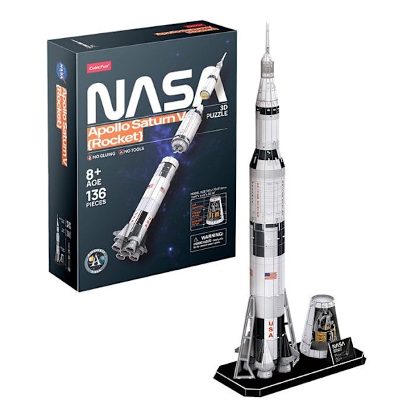 3D-pussel Apollo Saturn V Rocket, 3D-pussel för barn | Modell att bygga vuxen, present till 8-årig pojke, modeller och modellering