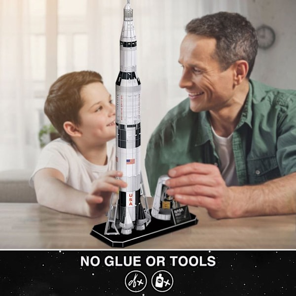 3D-pussel Apollo Saturn V Rocket, 3D-pussel för barn | Modell att bygga vuxen, present till 8-årig pojke, modeller och modellering