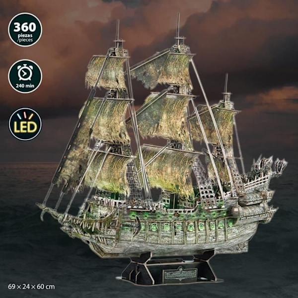 3D-puslespil model hollandsk piratskib LED-rat - 360 stykker - VERDENSMÆRKER Flerfärgad