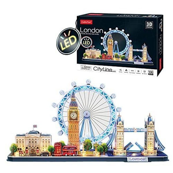 3D-pussel, London LED Cityline, modell att bygga, 3D-pussel för vuxna, pussel för barn 8 år, barnleksaksmodell, 186 bitar