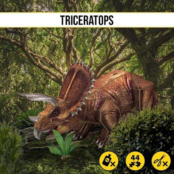 Puslespilsfestby - National Geographic Triceratops, 3D-børn 8 år, puslespil, legetøj, dinosaurspil, 8.4366E+12 Svart, brun och grön