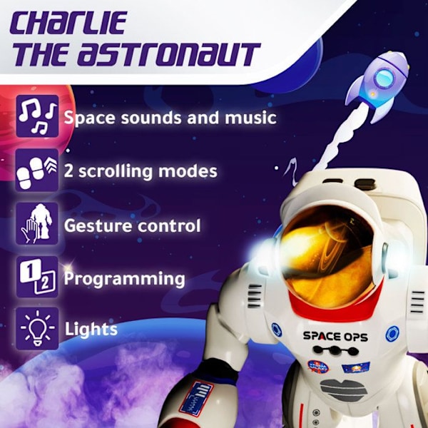 Xtrem Bots - Charlie, programmerbar robot, fjernstyret robot, børnerobotlegetøj 5 år gammel, interaktiv børns robot, fjernstyret robot