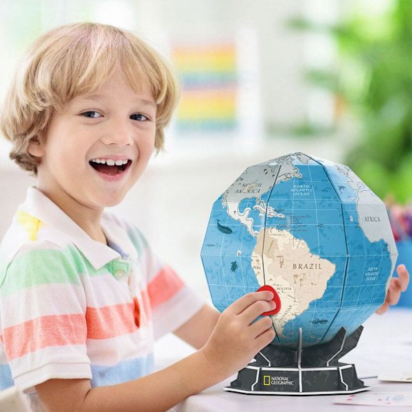 3D-verdenskortpuslespil National Geographic Globe, 3D-puslespil for børn +8 år, børns jordklode 32 stykker, model til at samle