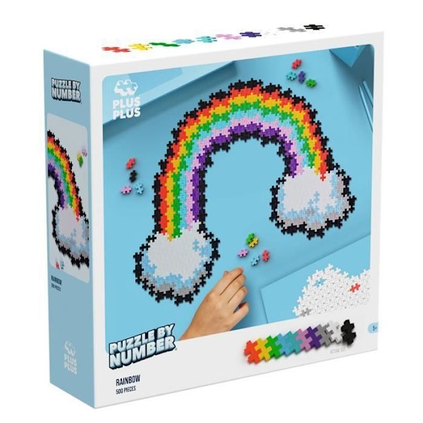 Plus Plus - Children's Rainbow Number Puzzle - Spel för barn - Spel för tjejer 5 år och uppåt Flerfärgad