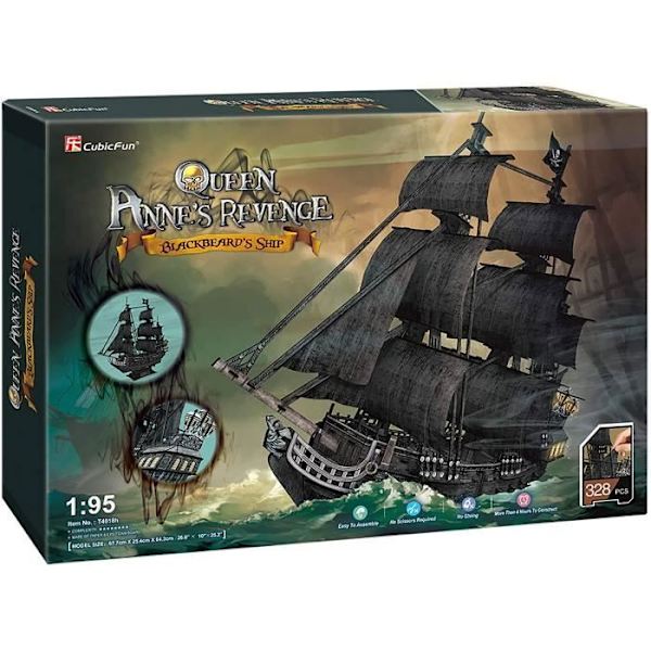 Båtmodell att bygga - Black Pearl-modell | Vuxen och barnmodell | 3D-pussel Vuxen | Barnmodell | Bate modell
