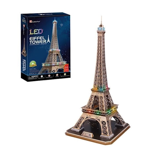 3D Eiffeltornet LED-pussel - Världsmärken - 84 bitar - Brädspel - Barn 14 år eller äldre Flerfärgad