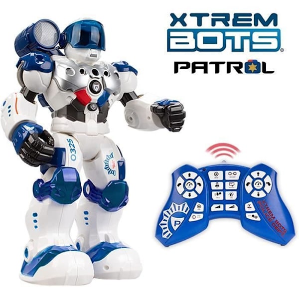 Xtrem Bots - patruljepoliti, fjernbetjeningsrobot til børn på 5 år eller ældre, intelligent radiostyret programmerbart legetøj, pædagogisk spil