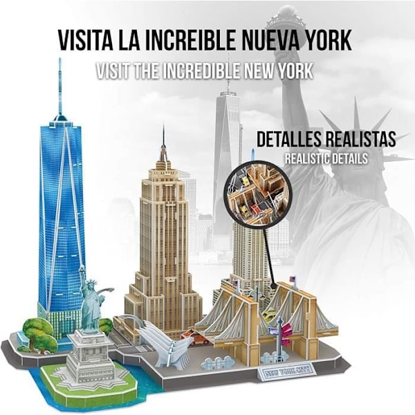 3D New York Pussel - XTREM RAIDERS - City Line - Resor och kartor - 123 bitar