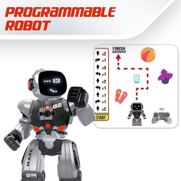 Robot Leksak - Xtrem Bots - Mark - Fjärrstyrd - Programmerbar - Gesterstyrning rosa och vitt