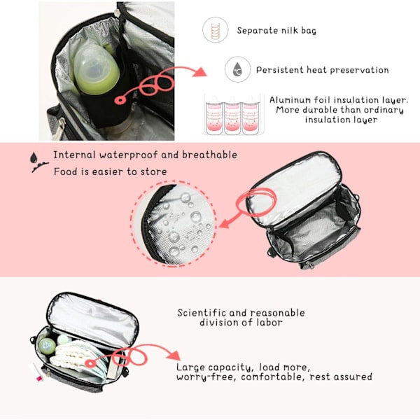 Barnevogn Oppbevaringspose, Universell Barnevogn Bag Organizer, Stor Kapasitet