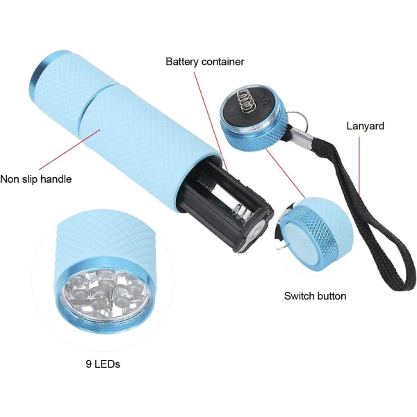 1 kpl sininen taskulamppu kynsilamppu, Mini UV LED -kynsilamppu geelikynsille
