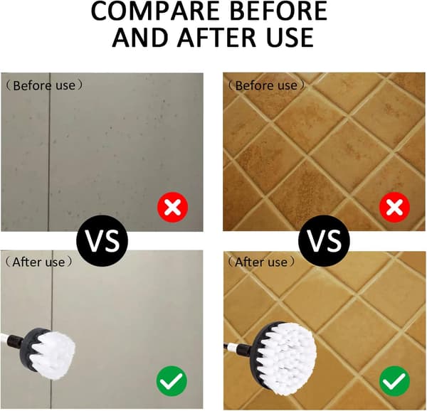 4 stk. Drill Cleaning Brush, Brush for Drill Car Tile Carpet Ba